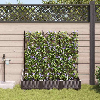 Garden Planter 3 pcs Brown 120 x 40 x 126 cm PP