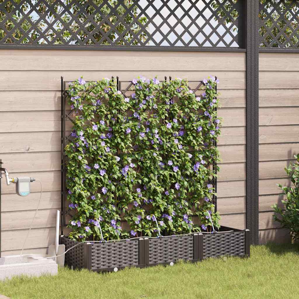 Garden Planter 3 pcs Brown 120 x 40 x 126 cm PP