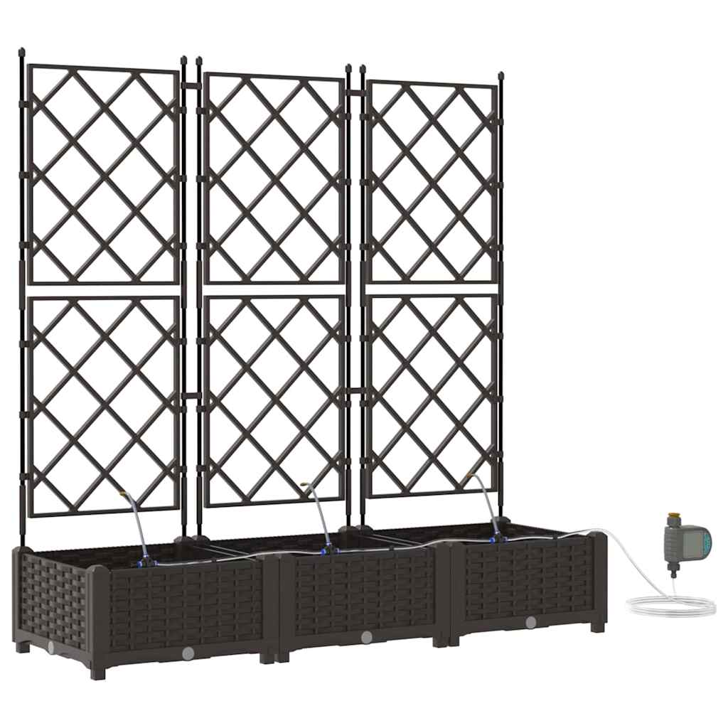 Garden Planter 3 pcs Brown 120 x 40 x 126 cm PP