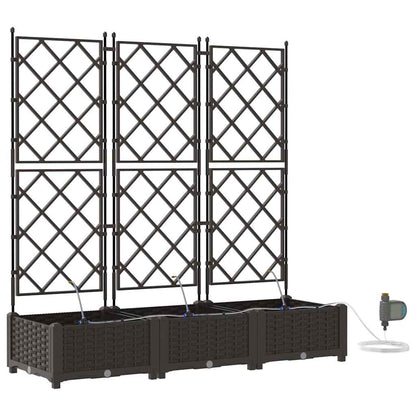 Garden Planter 3 pcs Brown 120 x 40 x 126 cm PP