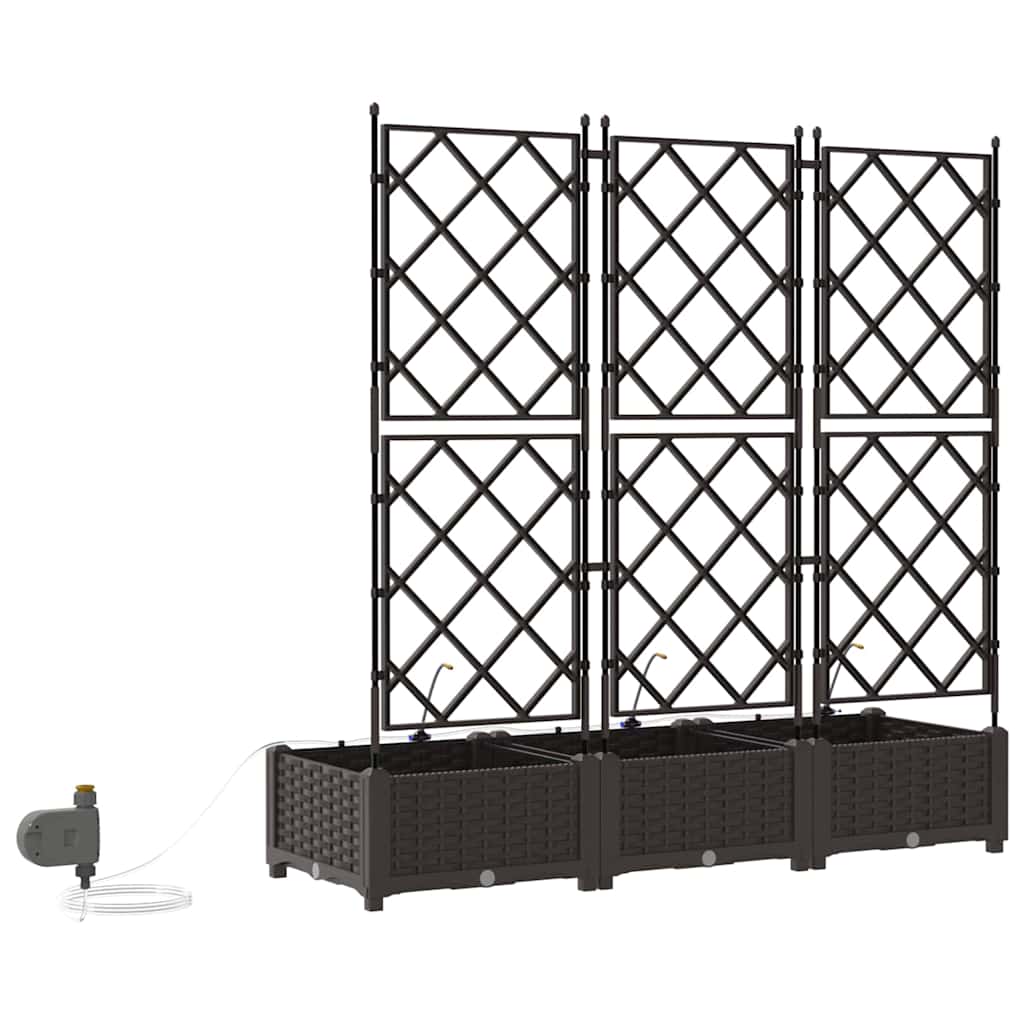 Garden Planter 3 pcs Brown 120 x 40 x 126 cm PP