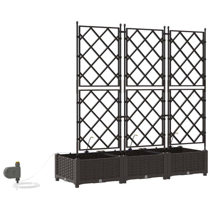 Garden Planter 3 pcs Brown 120 x 40 x 126 cm PP