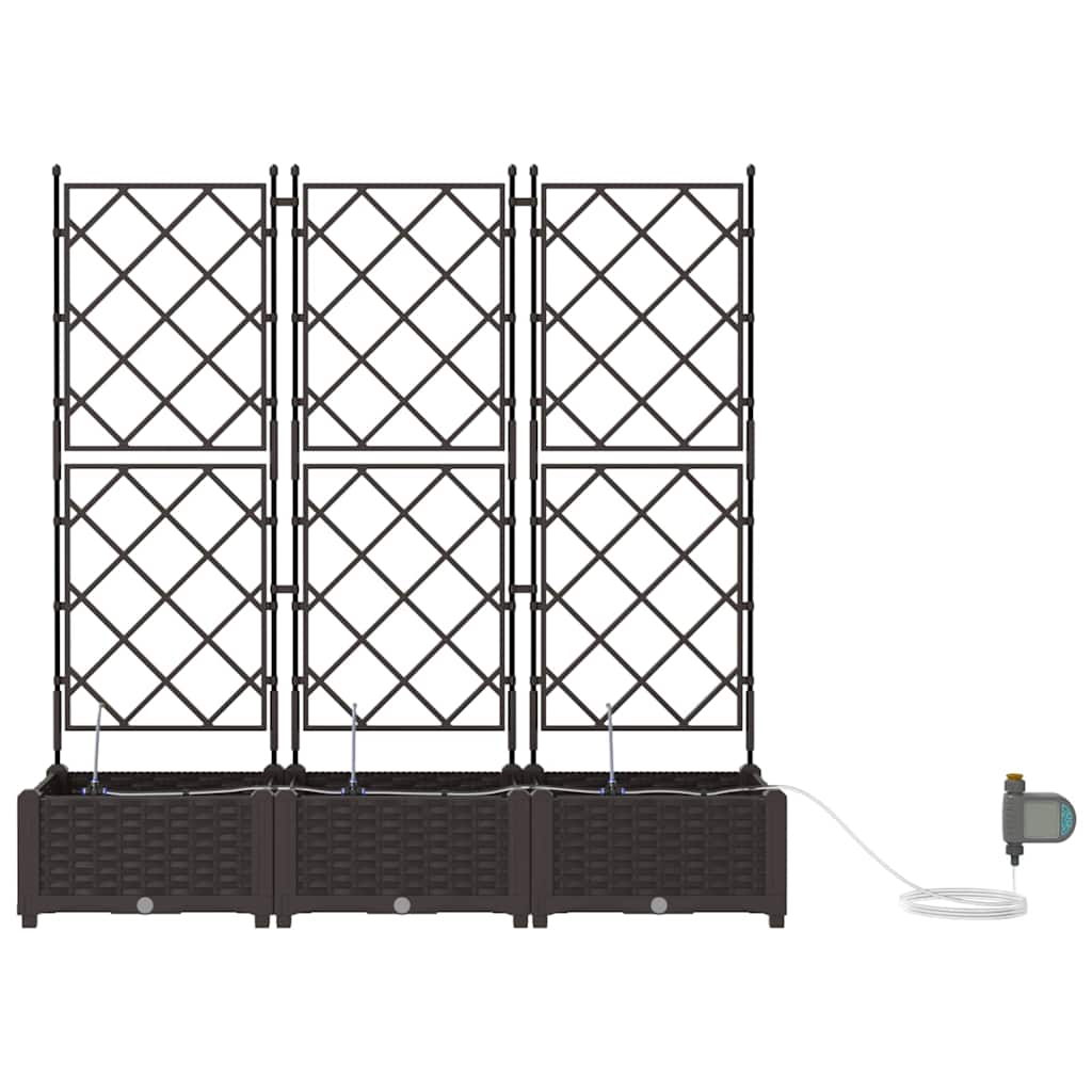 Garden Planter 3 pcs Brown 120 x 40 x 126 cm PP
