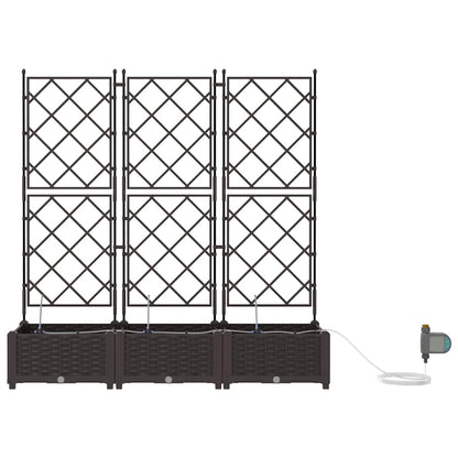 Garden Planter 3 pcs Brown 120 x 40 x 126 cm PP