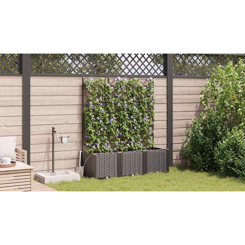 Garden Planter 3 pcs Brown 120 x 40 x 142 cm PP