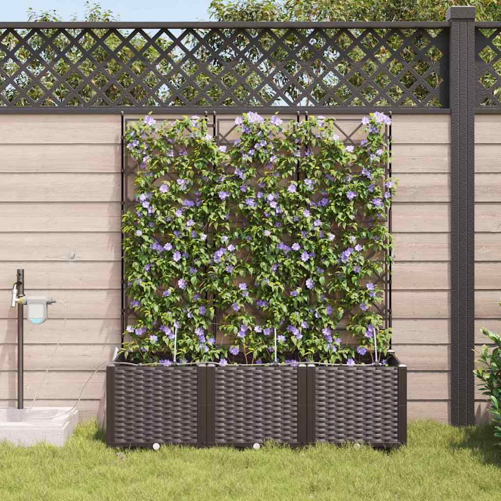 Garden Planter 3 pcs Brown 120 x 40 x 142 cm PP