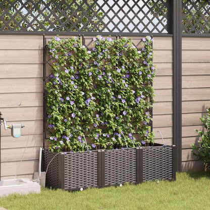 Garden Planter 3 pcs Brown 120 x 40 x 142 cm PP