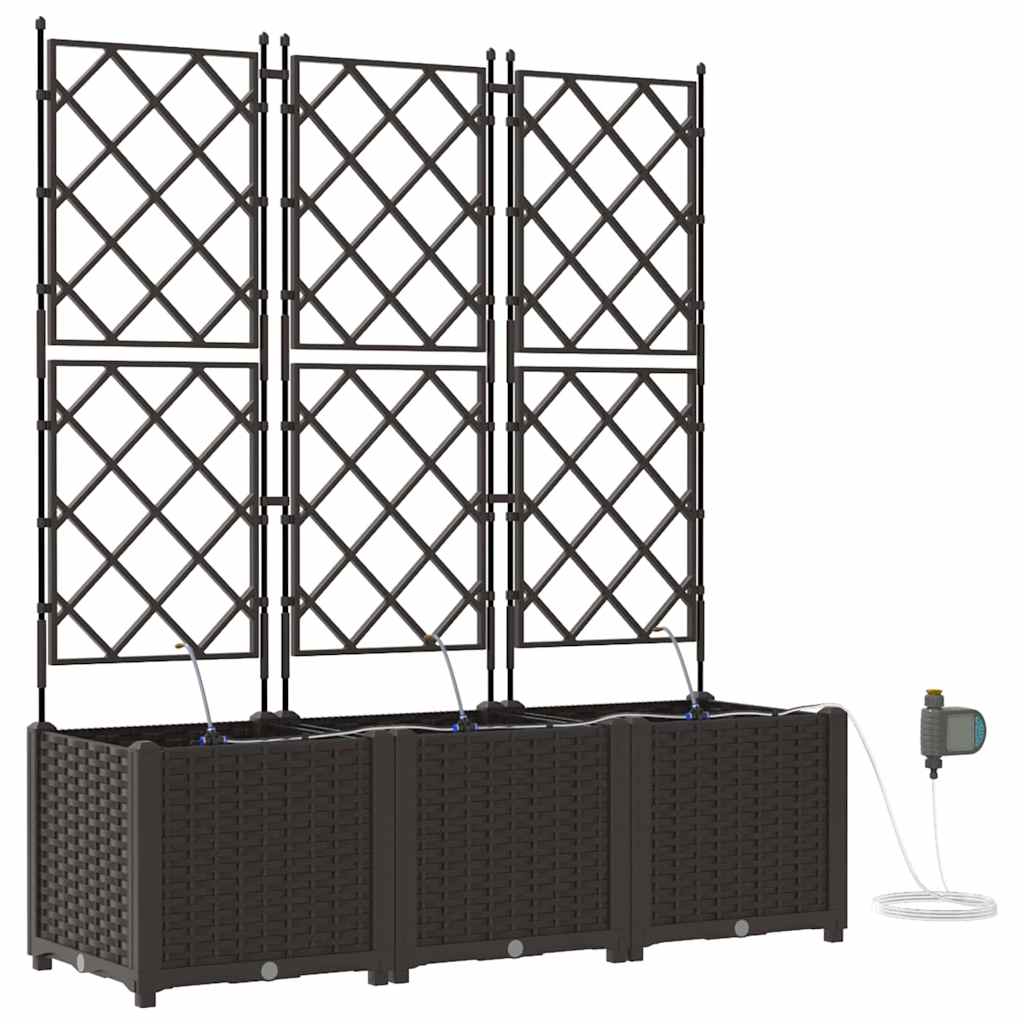 Garden Planter 3 pcs Brown 120 x 40 x 142 cm PP