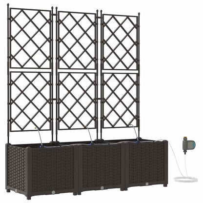 Garden Planter 3 pcs Brown 120 x 40 x 142 cm PP