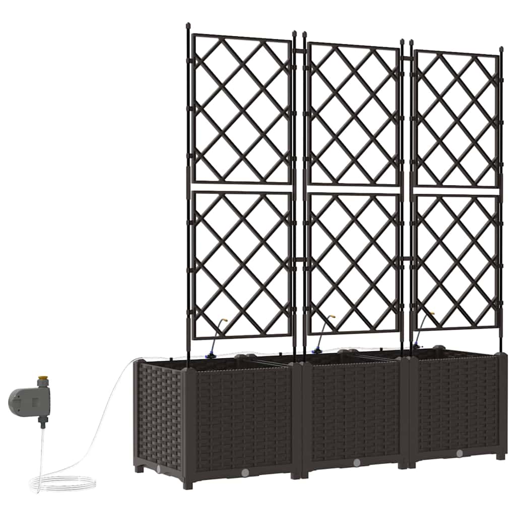 Garden Planter 3 pcs Brown 120 x 40 x 142 cm PP