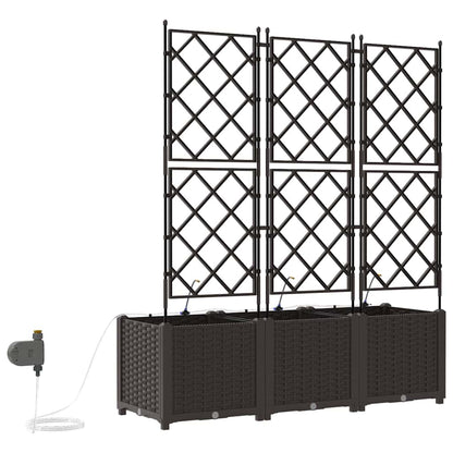 Garden Planter 3 pcs Brown 120 x 40 x 142 cm PP