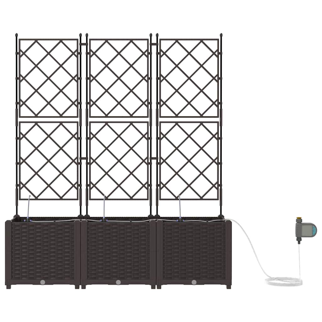 Garden Planter 3 pcs Brown 120 x 40 x 142 cm PP