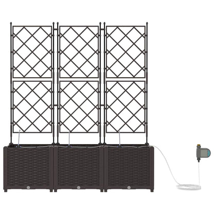 Garden Planter 3 pcs Brown 120 x 40 x 142 cm PP