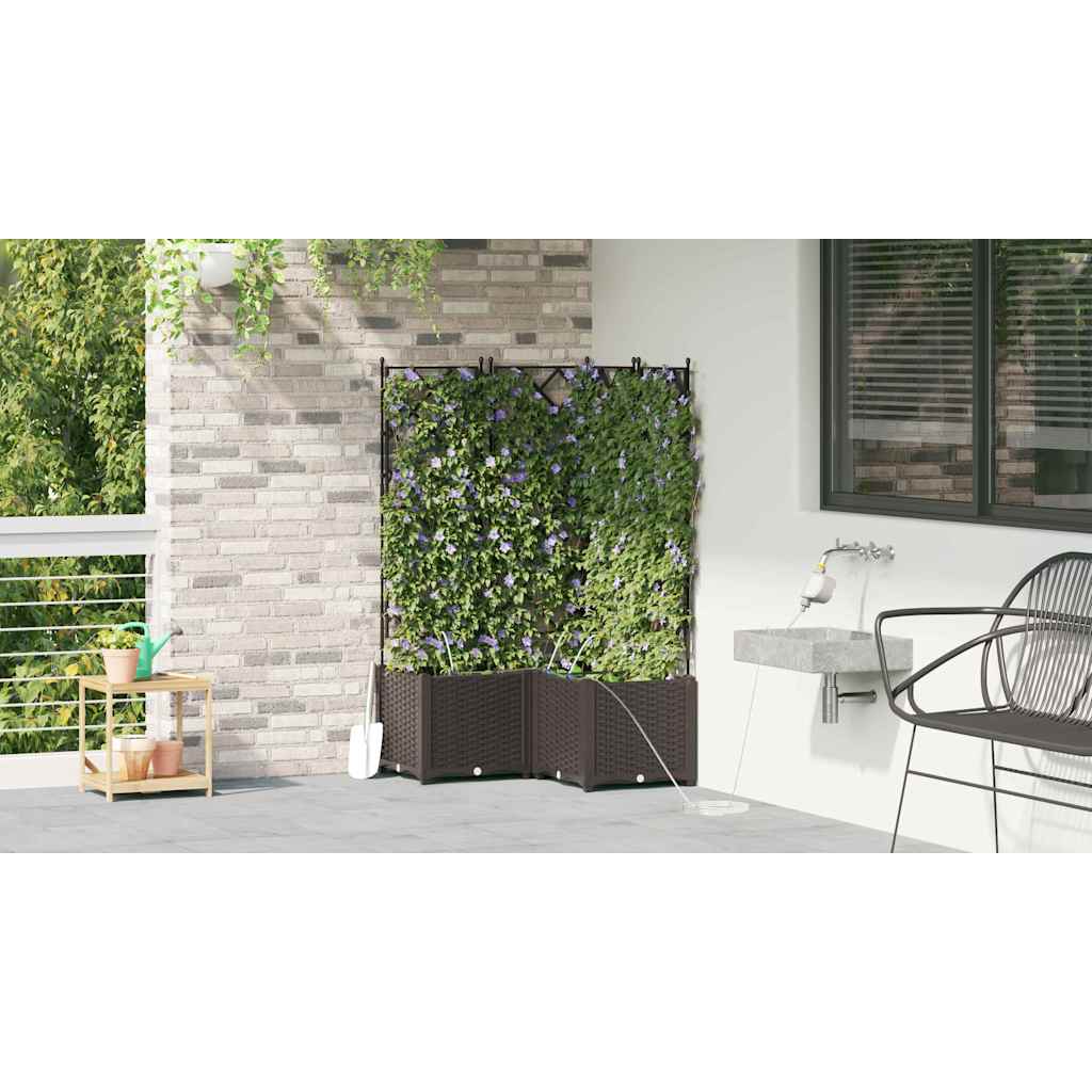 Garden Planter 3 pcs Brown 80 x 80 x 142 cm PP