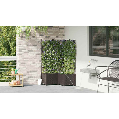 Garden Planter 3 pcs Brown 80 x 80 x 142 cm PP