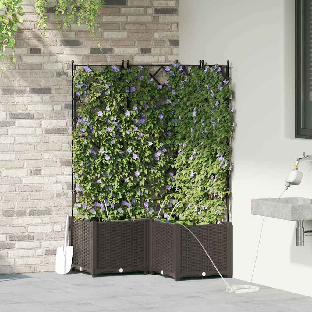 Garden Planter 3 pcs Brown 80 x 80 x 142 cm PP