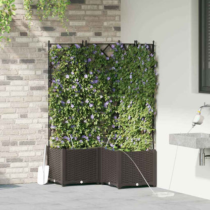 Garden Planter 3 pcs Brown 80 x 80 x 142 cm PP