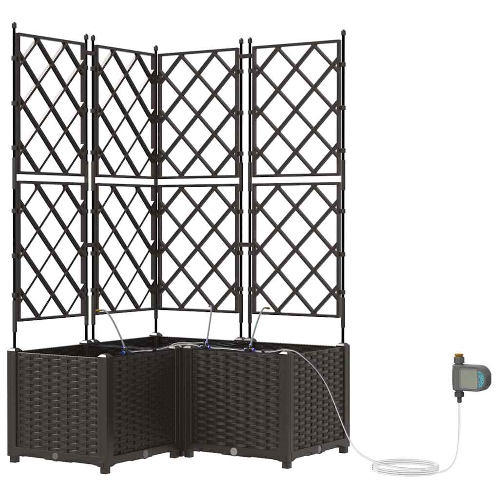 Garden Planter 3 pcs Brown 80 x 80 x 142 cm PP