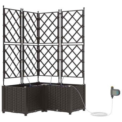 Garden Planter 3 pcs Brown 80 x 80 x 142 cm PP