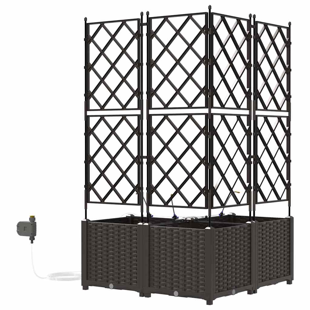 Garden Planter 3 pcs Brown 80 x 80 x 142 cm PP