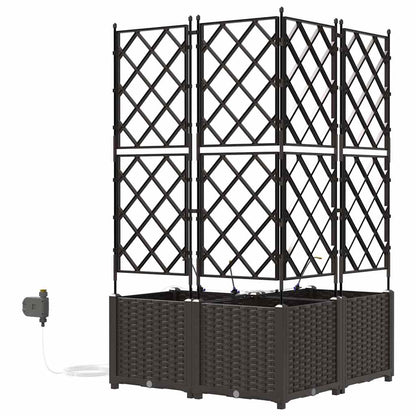 Garden Planter 3 pcs Brown 80 x 80 x 142 cm PP