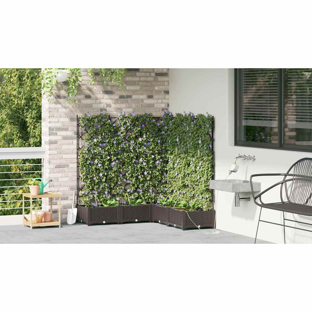 Garden Planter 5 pcs Brown 120 x 120 x 126 cm PP