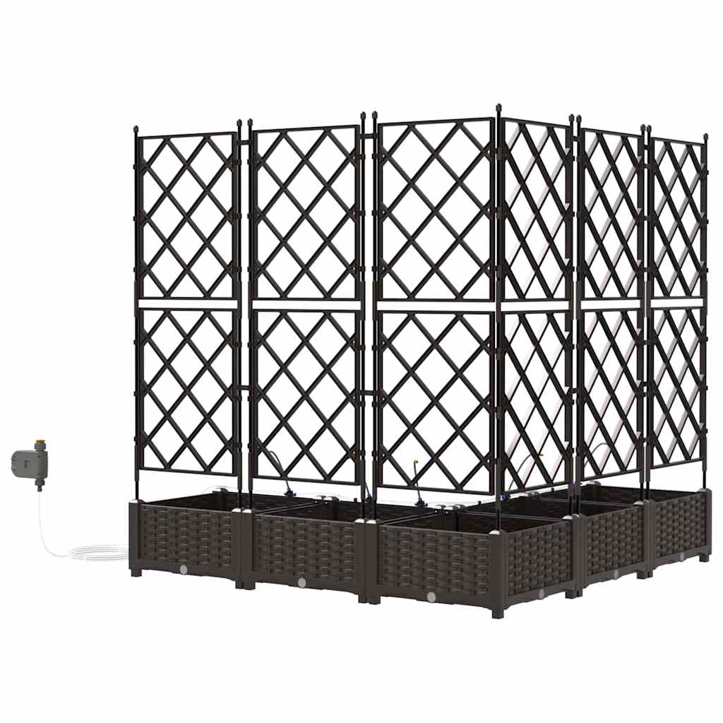 Garden Planter 5 pcs Brown 120 x 120 x 126 cm PP