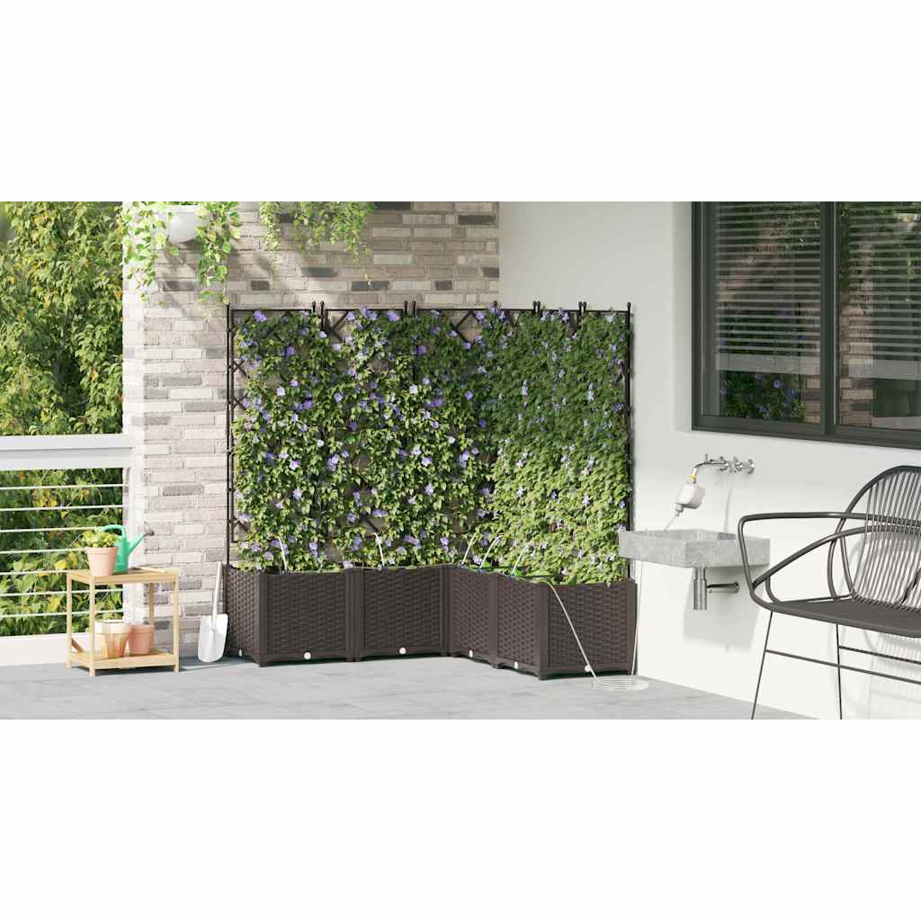Garden Planter 5 pcs Brown 120 x 120 x 142 cm PP