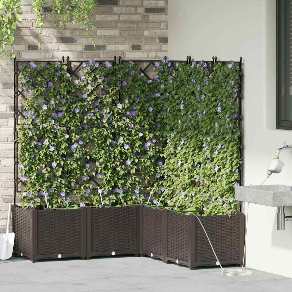 Garden Planter 5 pcs Brown 120 x 120 x 142 cm PP