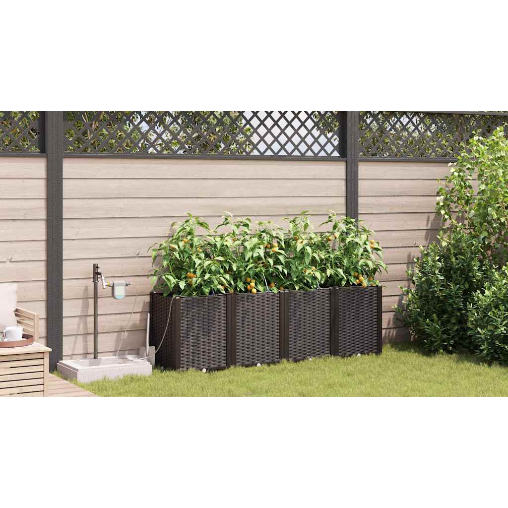 Garden Planter 4 pcs Brown 160 x 40 x 52 cm PP