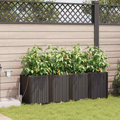 Garden Planter 4 pcs Brown 160 x 40 x 52 cm PP