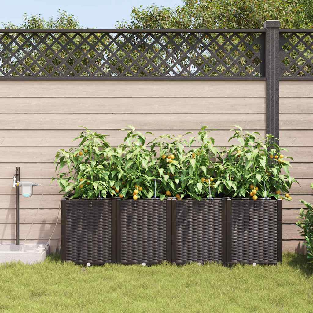 Garden Planter 4 pcs Brown 160 x 40 x 52 cm PP