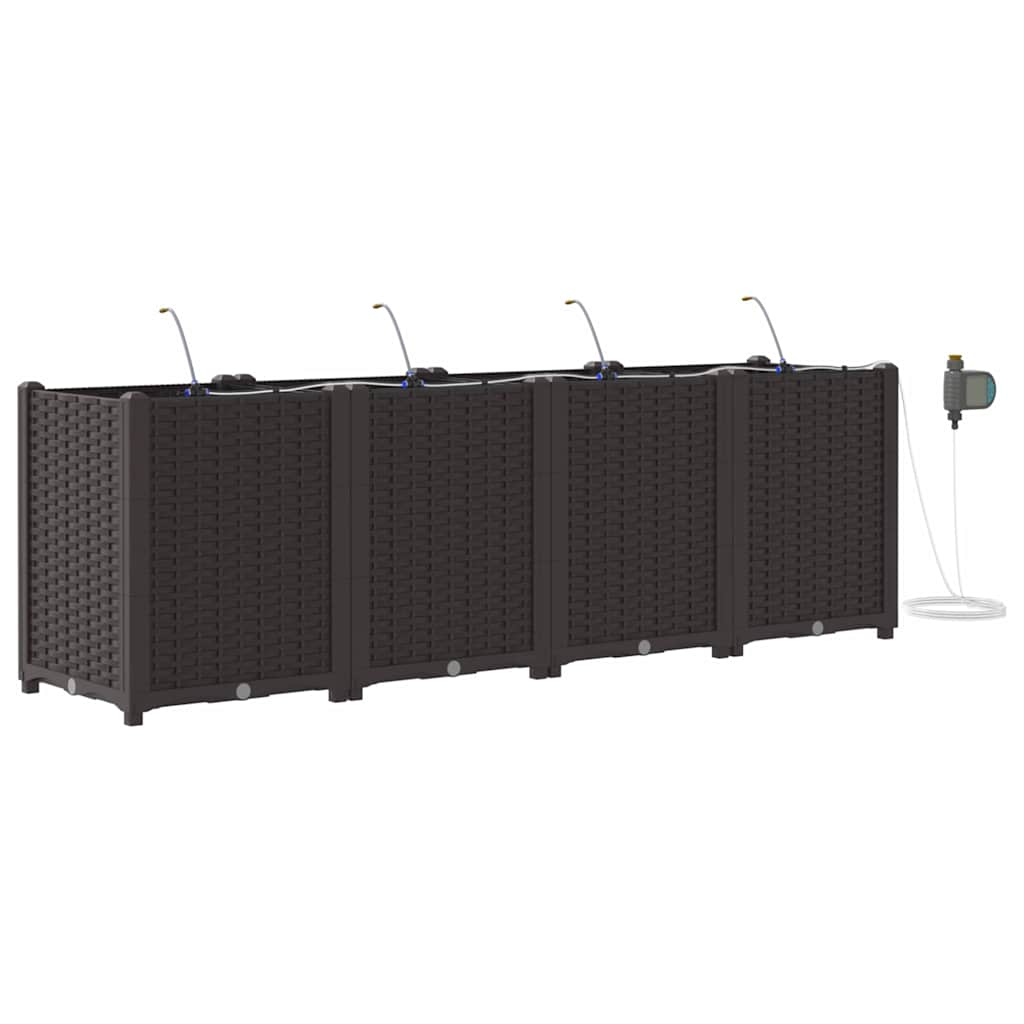 Garden Planter 4 pcs Brown 160 x 40 x 52 cm PP