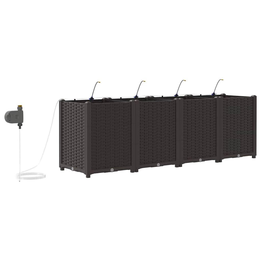 Garden Planter 4 pcs Brown 160 x 40 x 52 cm PP