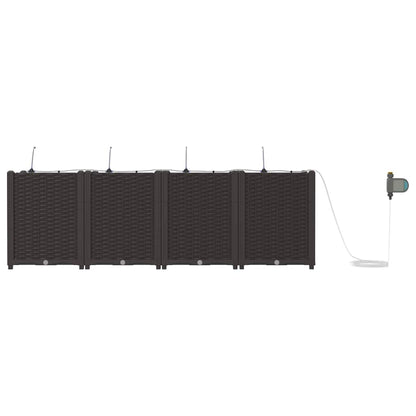Garden Planter 4 pcs Brown 160 x 40 x 52 cm PP