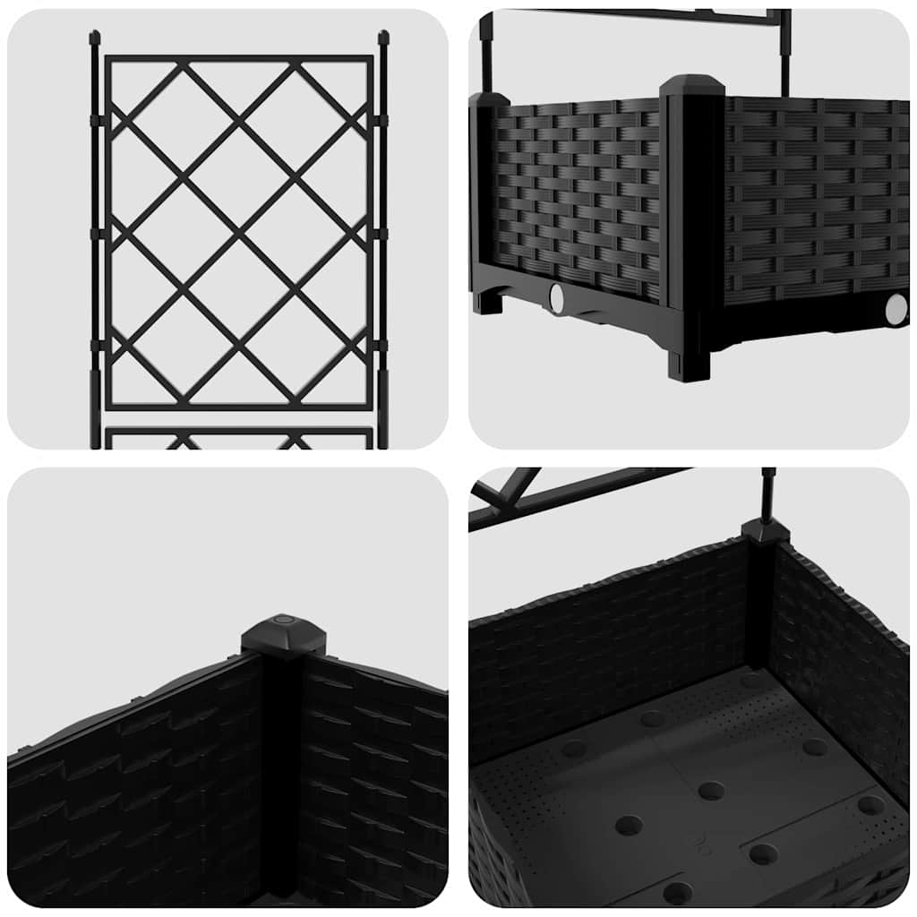 Garden Planter Black 40 x 40 x 125.5 cm PP