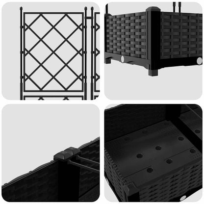 Garden Planter 2 pcs Black 80 x 40 x 125.5 cm PP