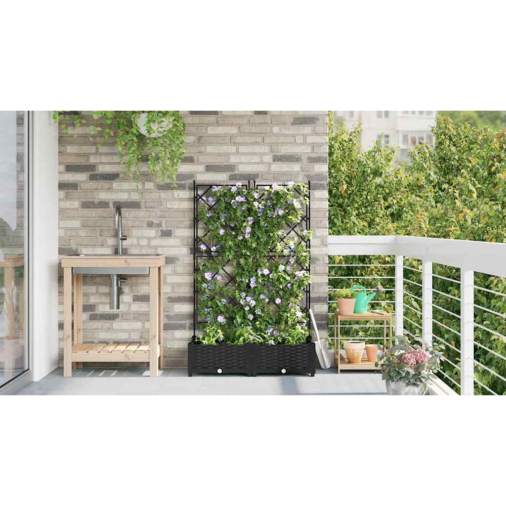 Garden Planter 2 pcs Black 80 x 40 x 125.5 cm PP