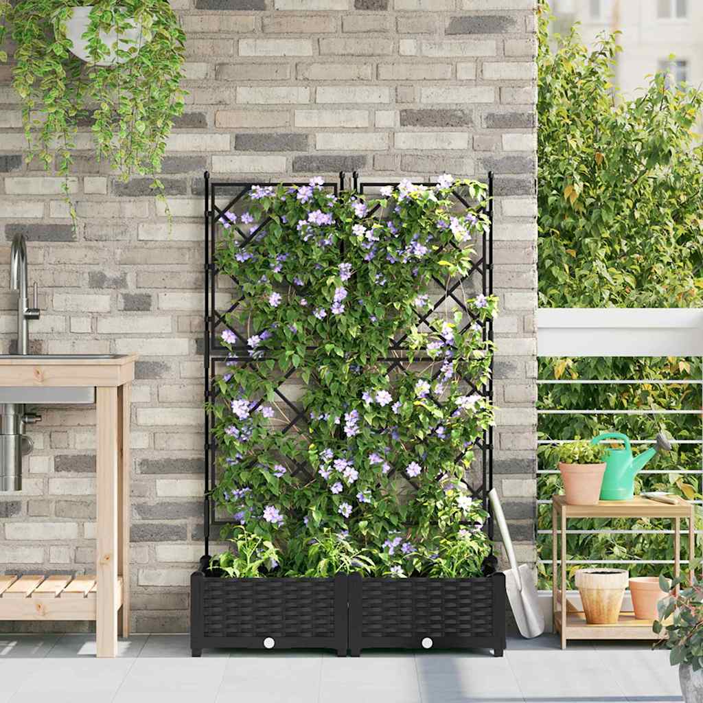 Garden Planter 2 pcs Black 80 x 40 x 125.5 cm PP