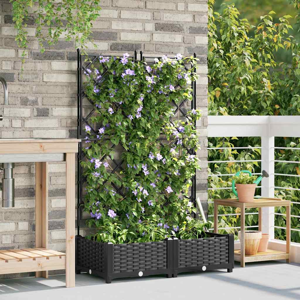 Garden Planter 2 pcs Black 80 x 40 x 125.5 cm PP