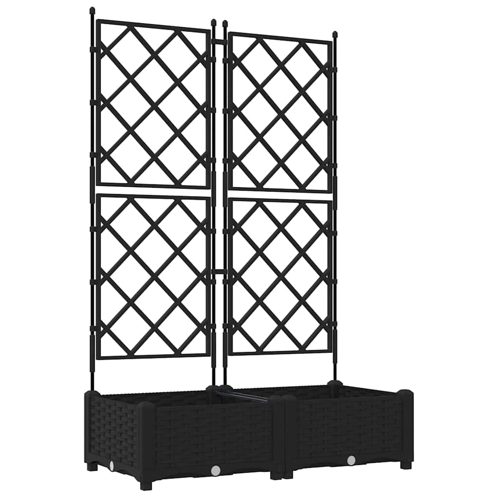 Garden Planter 2 pcs Black 80 x 40 x 125.5 cm PP