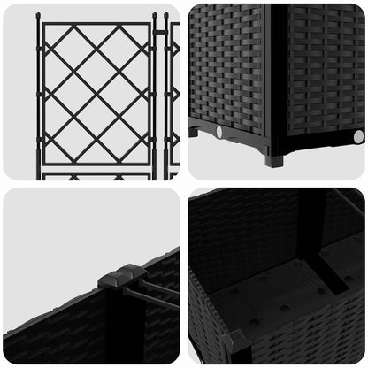 Garden Planter 2 pcs Black 80 x 40 x 143 cm PP