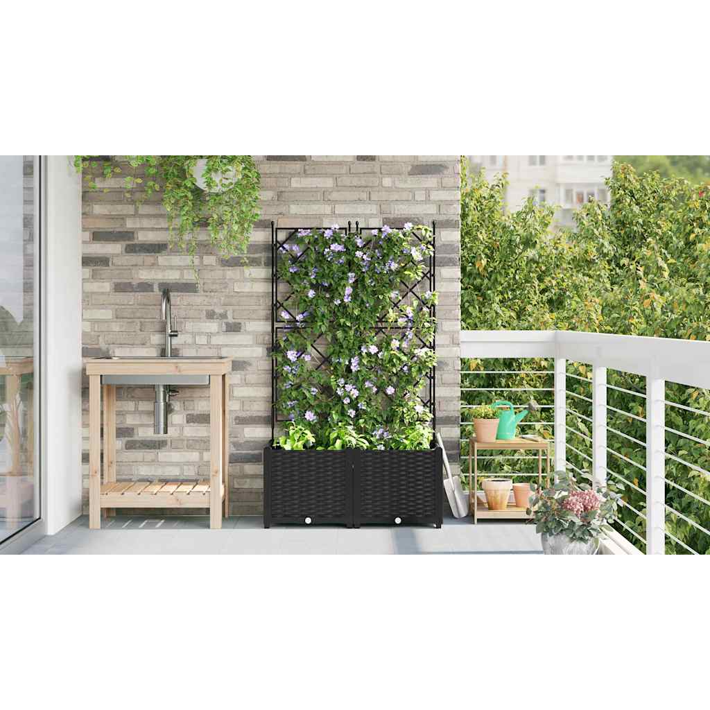 Garden Planter 2 pcs Black 80 x 40 x 143 cm PP