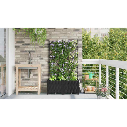 Garden Planter 2 pcs Black 80 x 40 x 143 cm PP