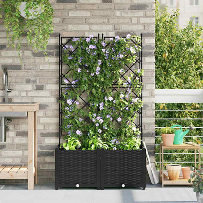 Garden Planter 2 pcs Black 80 x 40 x 143 cm PP