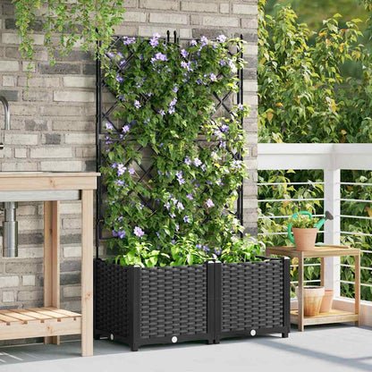 Garden Planter 2 pcs Black 80 x 40 x 143 cm PP
