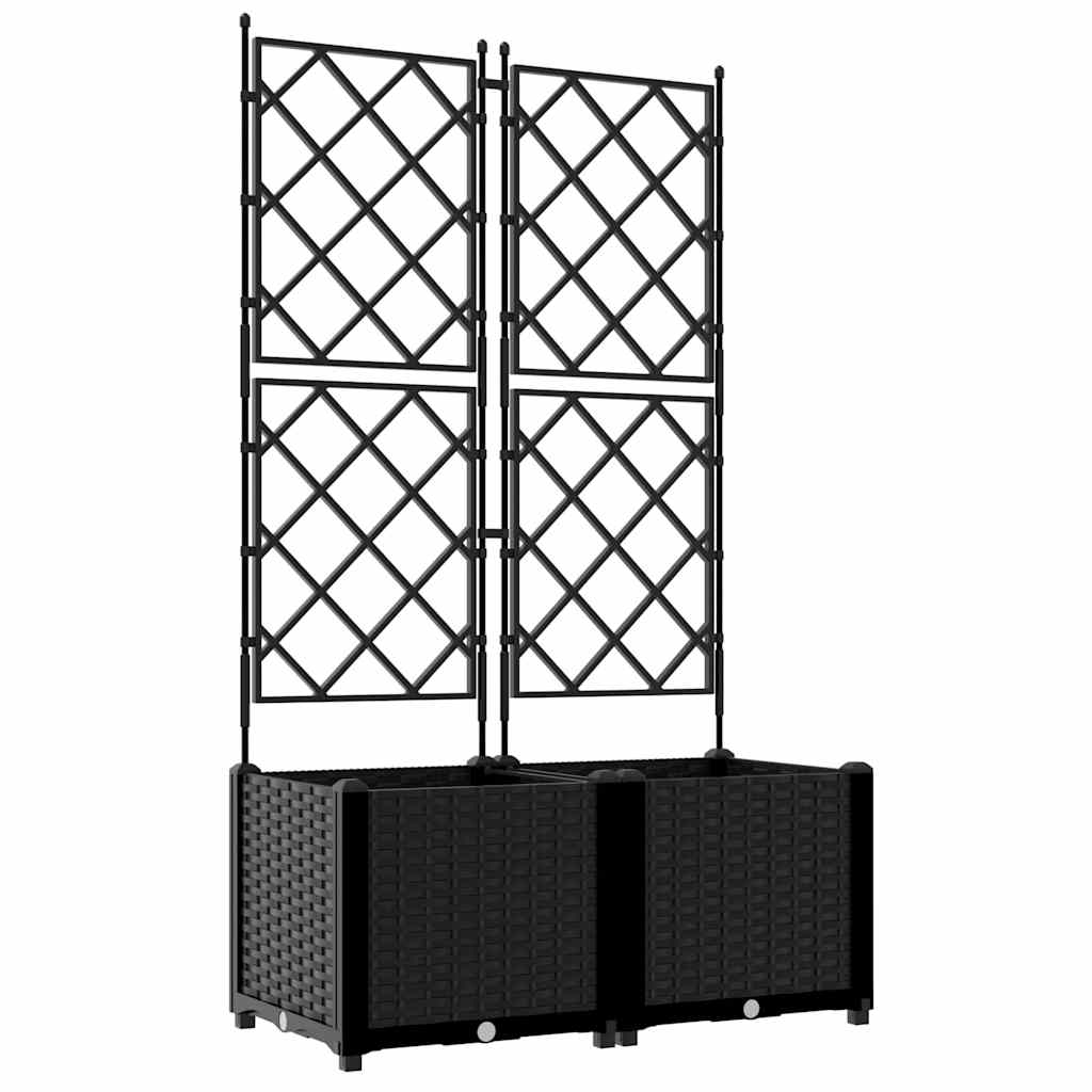 Garden Planter 2 pcs Black 80 x 40 x 143 cm PP
