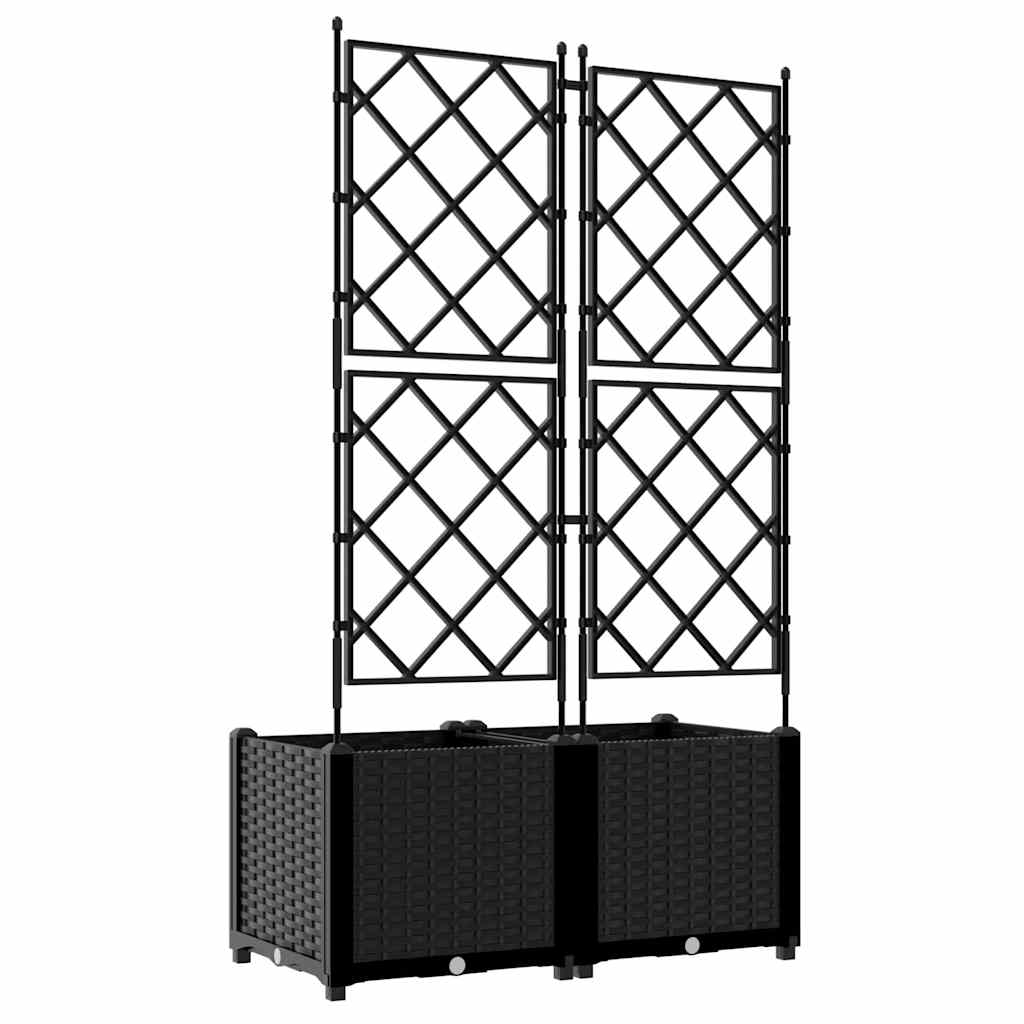 Garden Planter 2 pcs Black 80 x 40 x 143 cm PP