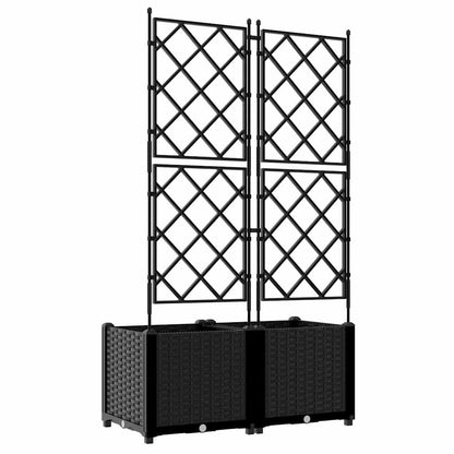 Garden Planter 2 pcs Black 80 x 40 x 143 cm PP