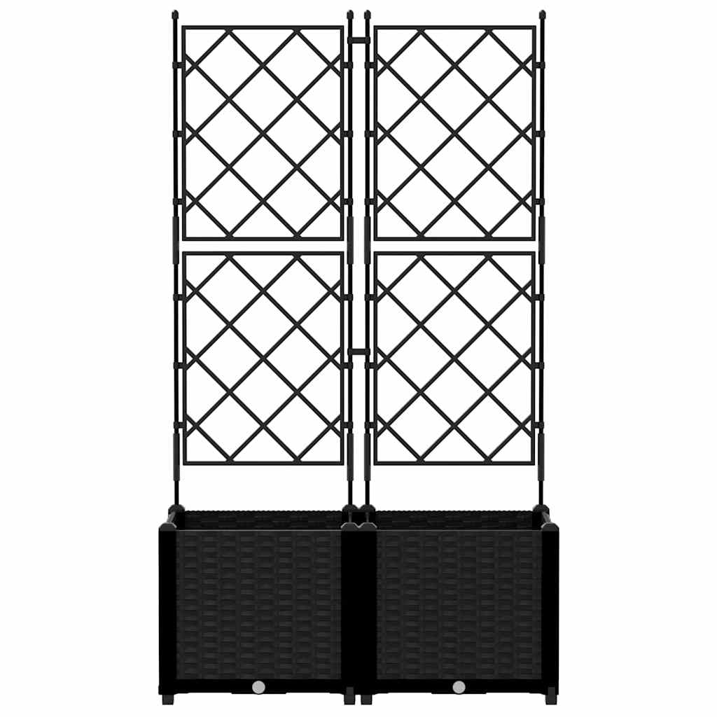 Garden Planter 2 pcs Black 80 x 40 x 143 cm PP